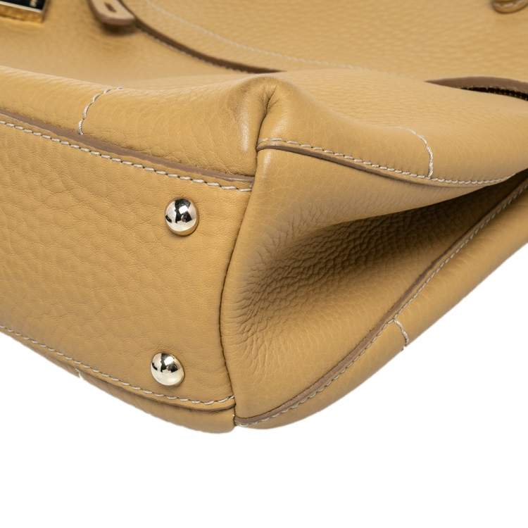 Pre Owned Furla Yellow Leather Piper Top Handle Bag