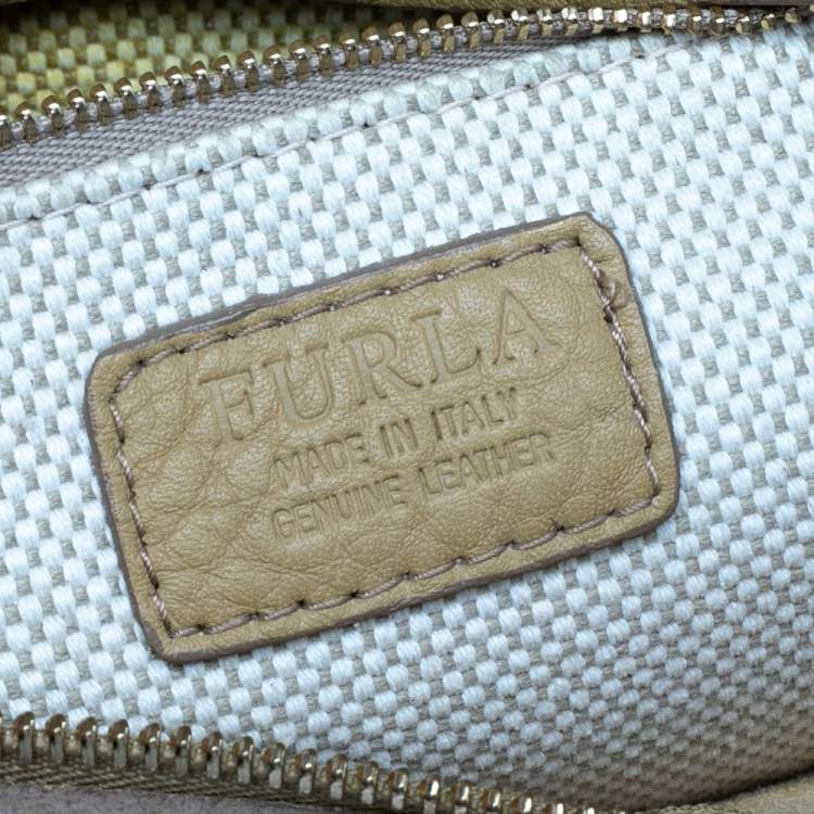 Pre Owned Furla Yellow Leather Piper Top Handle Bag