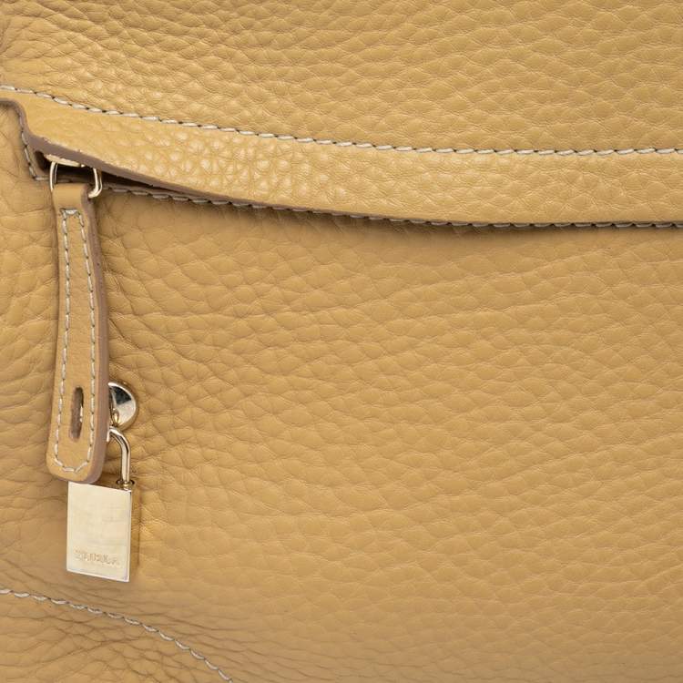 Pre Owned Furla Yellow Leather Piper Top Handle Bag