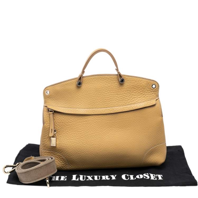 Pre Owned Furla Yellow Leather Piper Top Handle Bag
