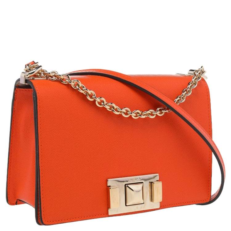 مملوكة مسبقًا Furla Orange Leather Mimi Shoulder Bag