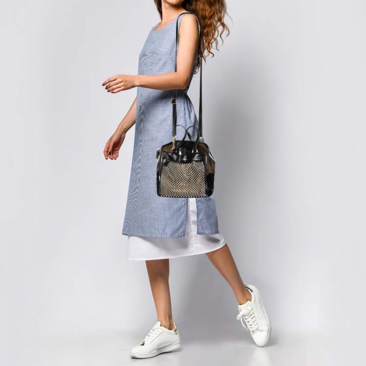 Pre Owned Furla Black PVC And Leather Candy Satchel