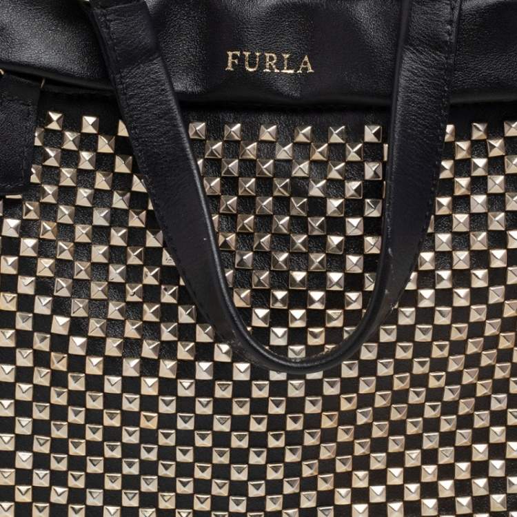 Pre Owned Furla Black PVC And Leather Candy Satchel