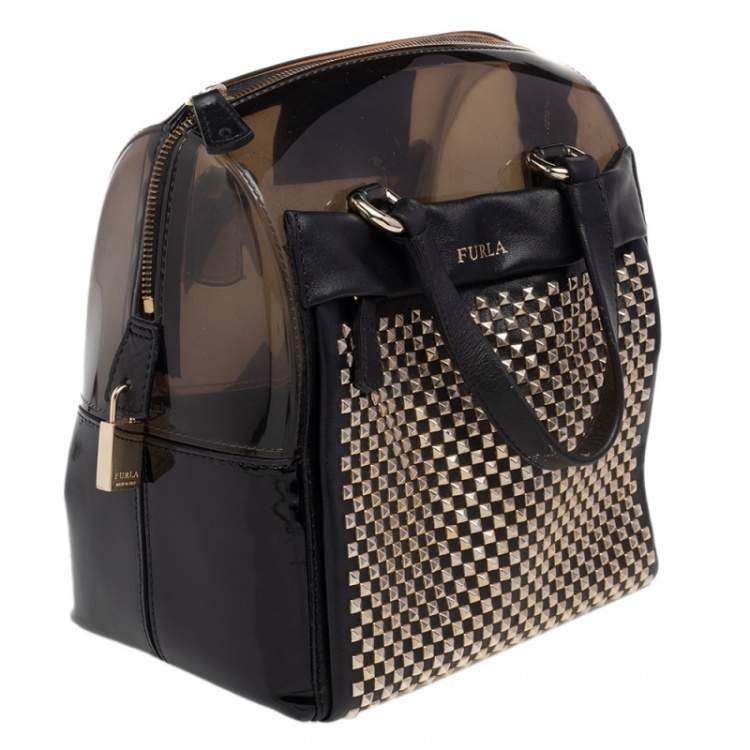 Pre Owned Furla Black PVC And Leather Candy Satchel