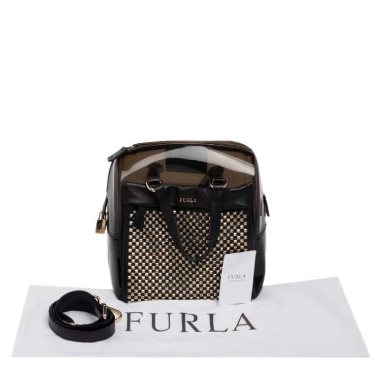 Pre Owned Furla Black PVC And Leather Candy Satchel
