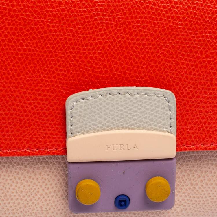 Pre Owned Furla Multicolor Leather Metropolis Chain Clutch