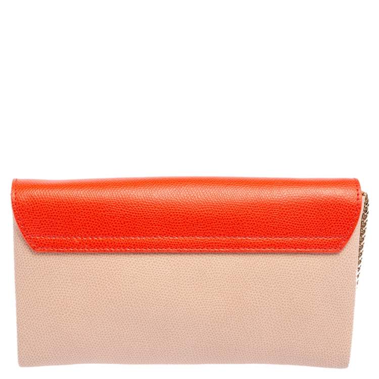 Pre Owned Furla Multicolor Leather Metropolis Chain Clutch