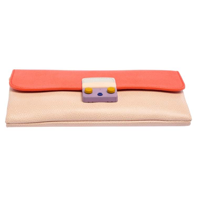 Pre Owned Furla Multicolor Leather Metropolis Chain Clutch