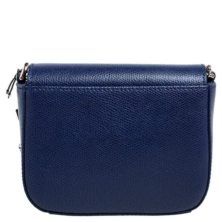 Pre Owned Furla Navy Blue Leather Micro Metropolis Crossbody Bag
