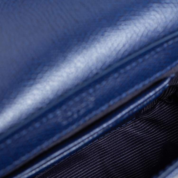 Pre Owned Furla Navy Blue Leather Micro Metropolis Crossbody Bag