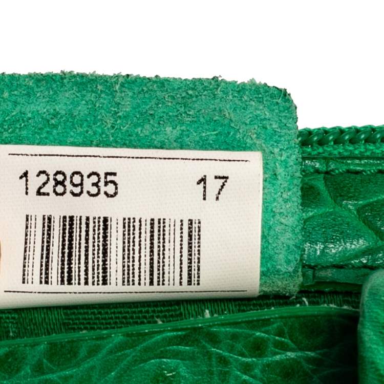 Pre Owned Furla Green Croc Embossed Leather Divide It Tote