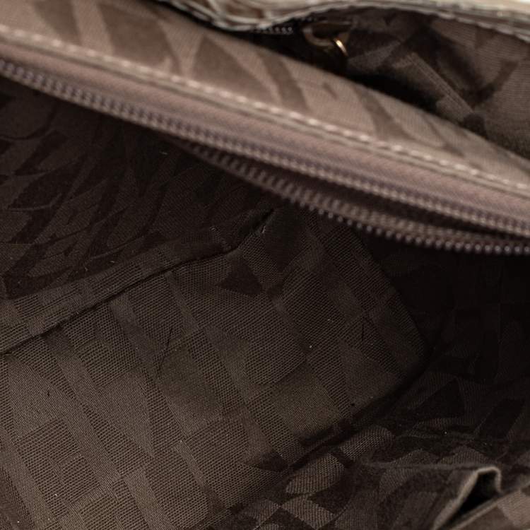 Pre Owned Furla Cream Croc Embossed Leather Tote