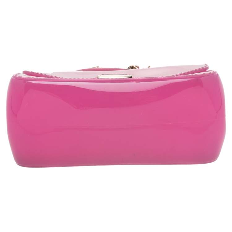 Pre Owned Furla Pink Rubber Candy Shoulder Bag