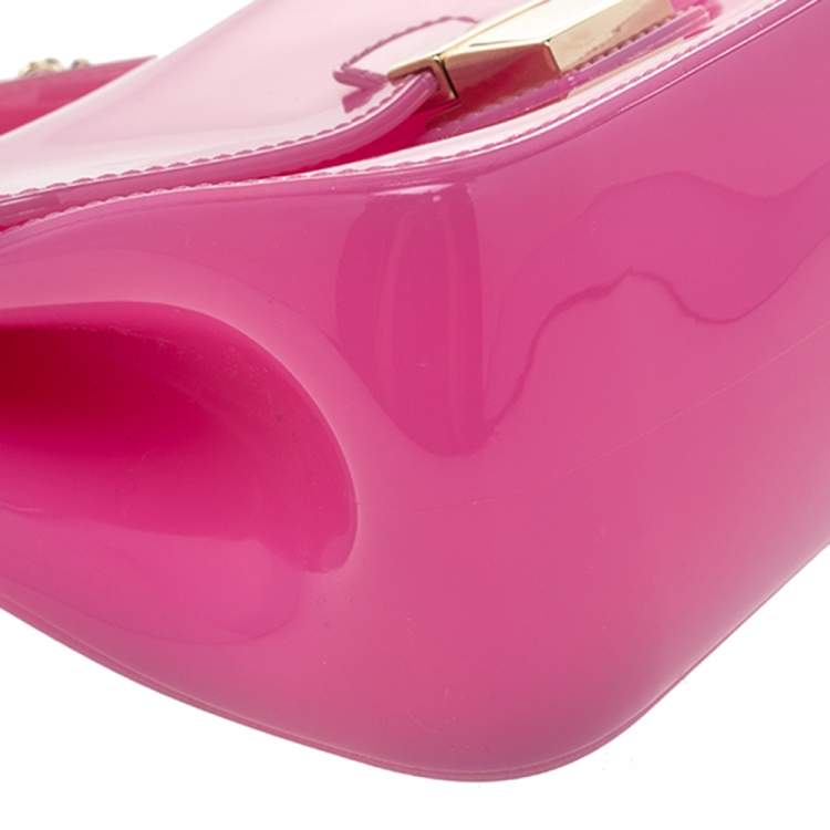 Pre Owned Furla Pink Rubber Candy Shoulder Bag