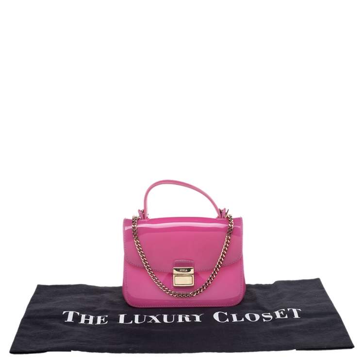 Pre Owned Furla Pink Rubber Candy Shoulder Bag