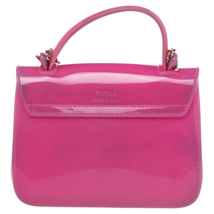 Pre Owned Furla Pink Rubber Candy Shoulder Bag