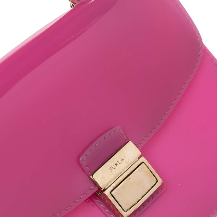 Pre Owned Furla Pink Rubber Candy Shoulder Bag