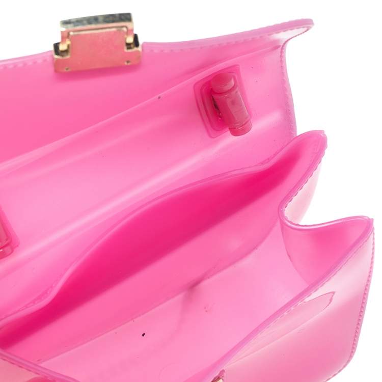 Pre Owned Furla Pink Rubber Candy Shoulder Bag