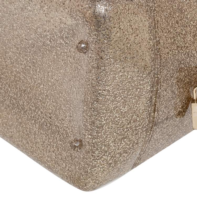 Pre Owned Furla Gold Glitter Rubber Candy Satchel