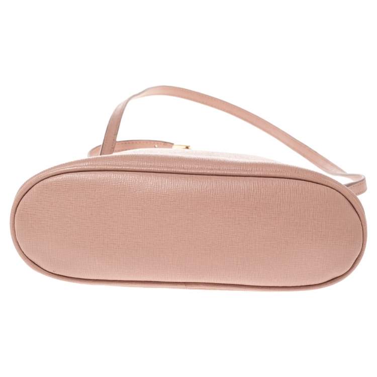 Pre Owned Furla Pink Leather Milky Crossbody Bag
