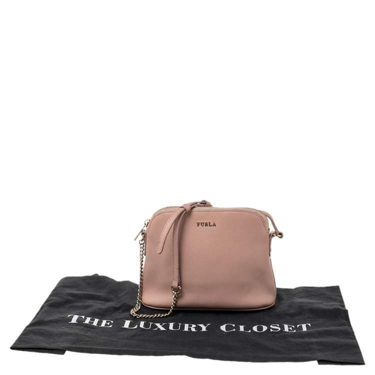 Pre Owned Furla Pink Leather Milky Crossbody Bag