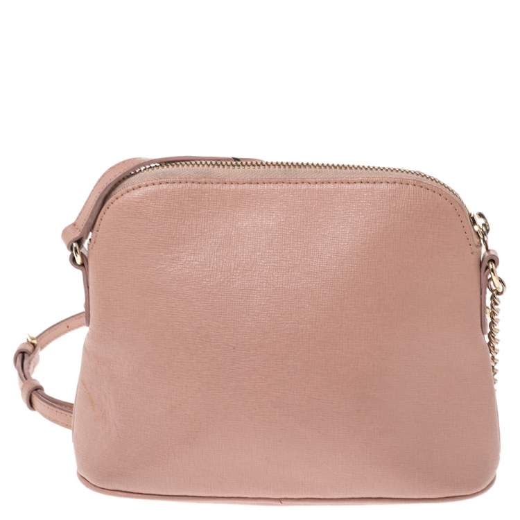 Pre Owned Furla Pink Leather Milky Crossbody Bag