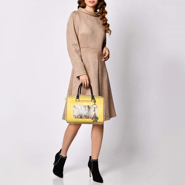 مملوكة مسبقًا Furla Yellow Rubber and Leather Candy Bag 