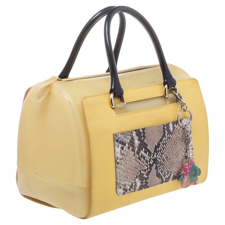 مملوكة مسبقًا Furla Yellow Rubber and Leather Candy Bag 