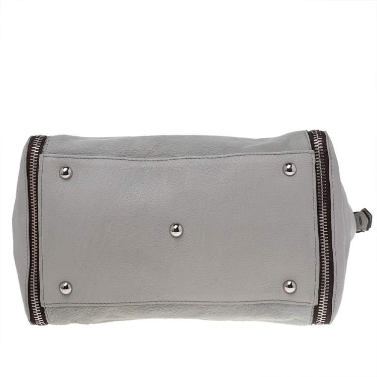 Pre Owned Furla Grey Calf Hair And Leather Satchel