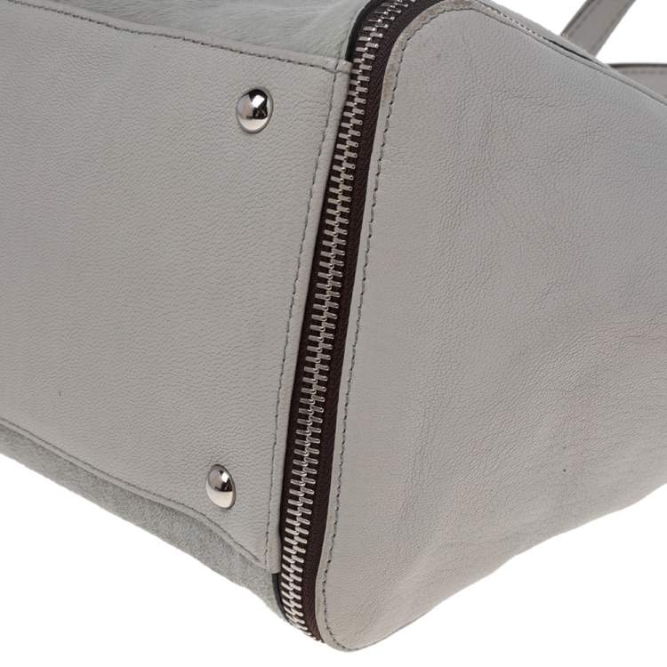 Pre Owned Furla Grey Calf Hair And Leather Satchel