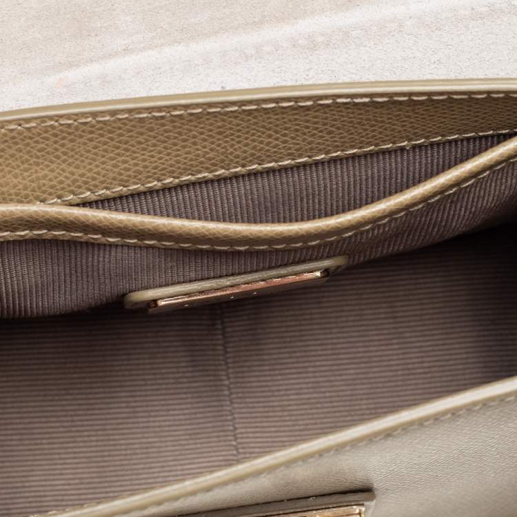 Pre Owned Furla Khaki Green Leather Mini Metropolis Chain Crossbody Bag