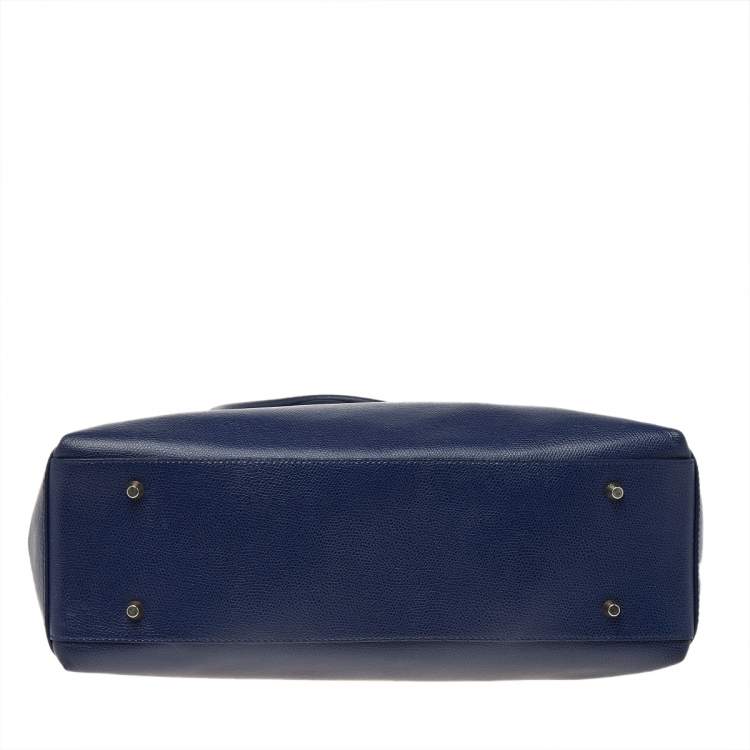 مملوكة مسبقًا Furla Navy Blue Leather Large Lotus Carry All Tote