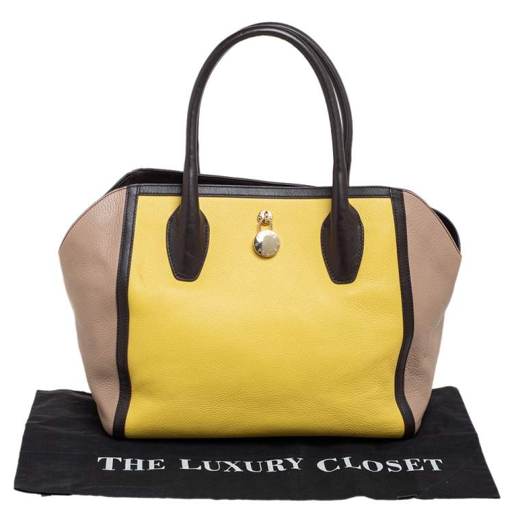 Pre Owned Furla Tri Color Leather Open Satchel