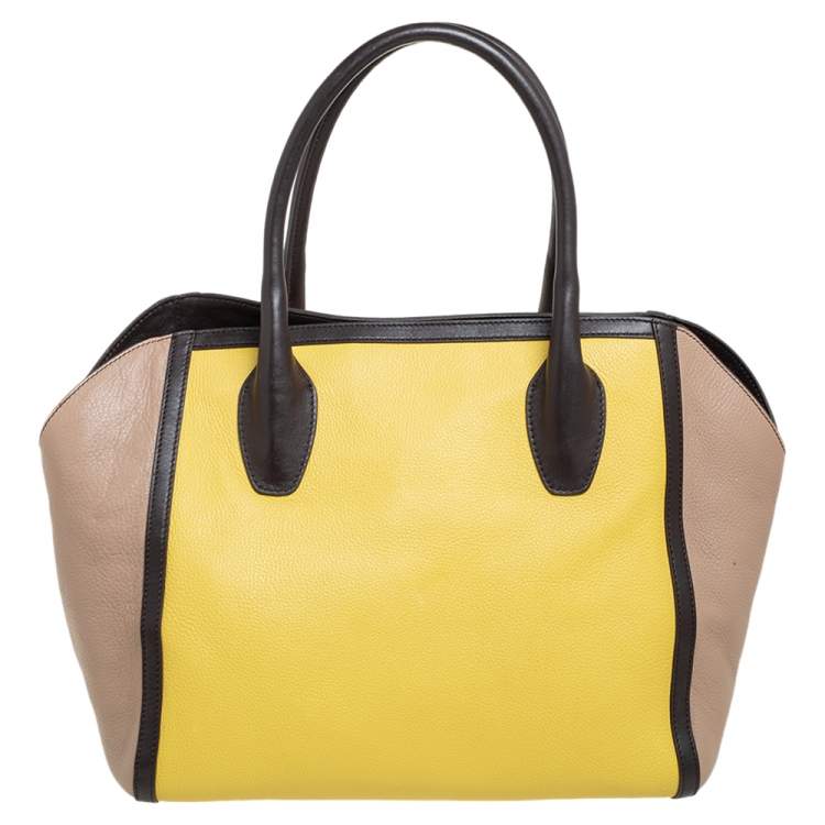 Pre Owned Furla Tri Color Leather Open Satchel