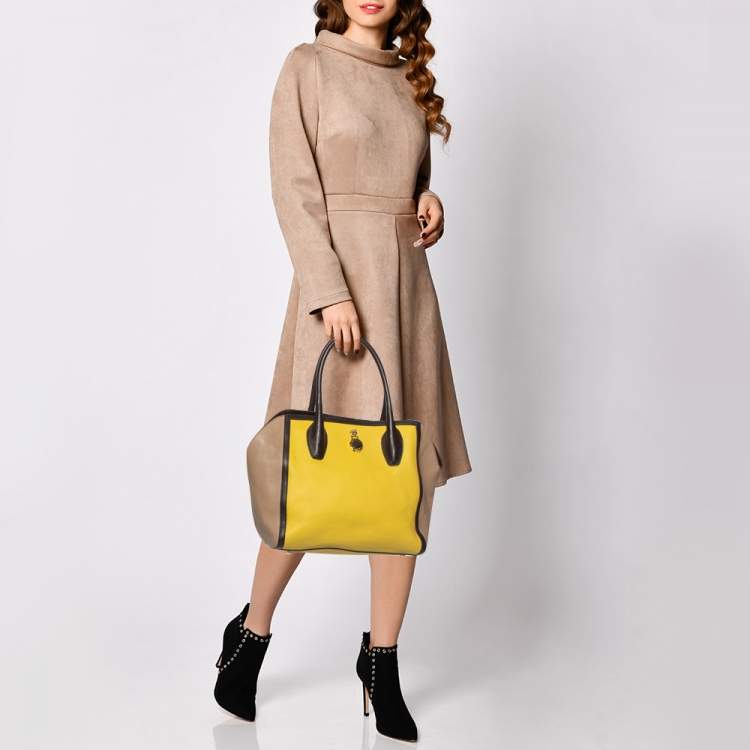Pre Owned Furla Tri Color Leather Open Satchel
