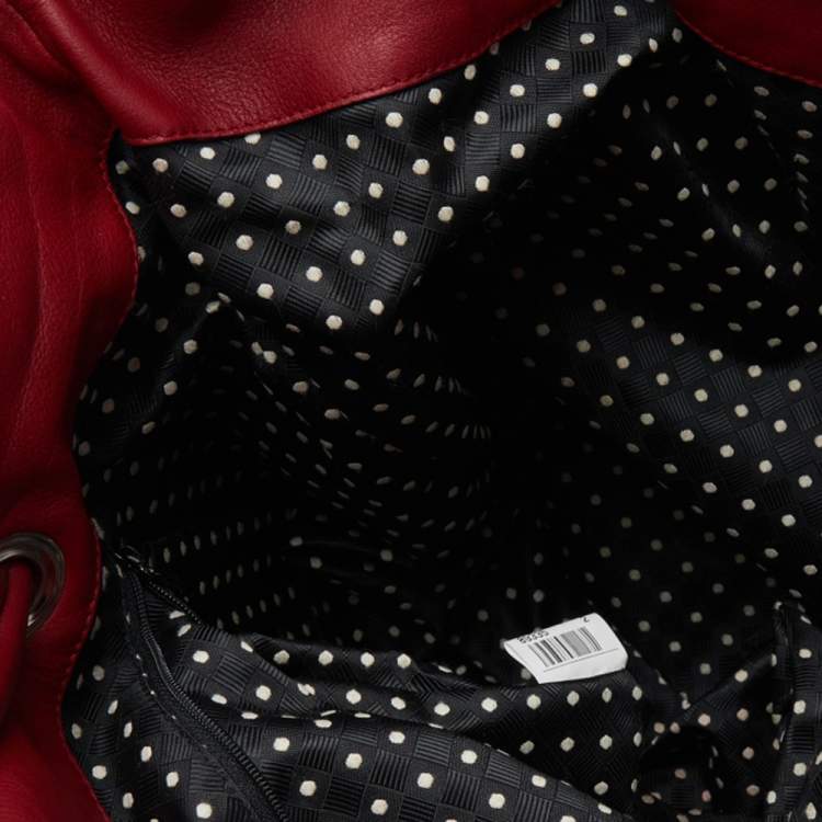 Pre Owned Furla Red Leather Drawstring Tote