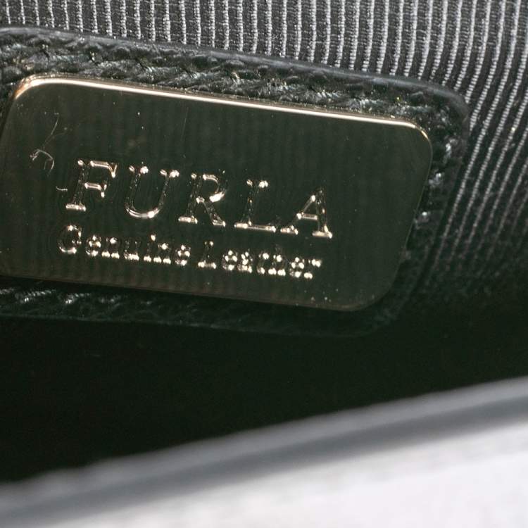 Pre Owned Furla Black Leather Mini Metropolis Chain Crossbody Bag
