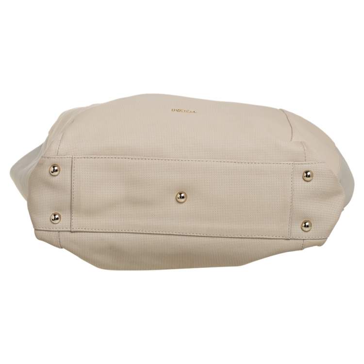Pre Owned Furla Beige/Light Grey Perforated Leather Hobo