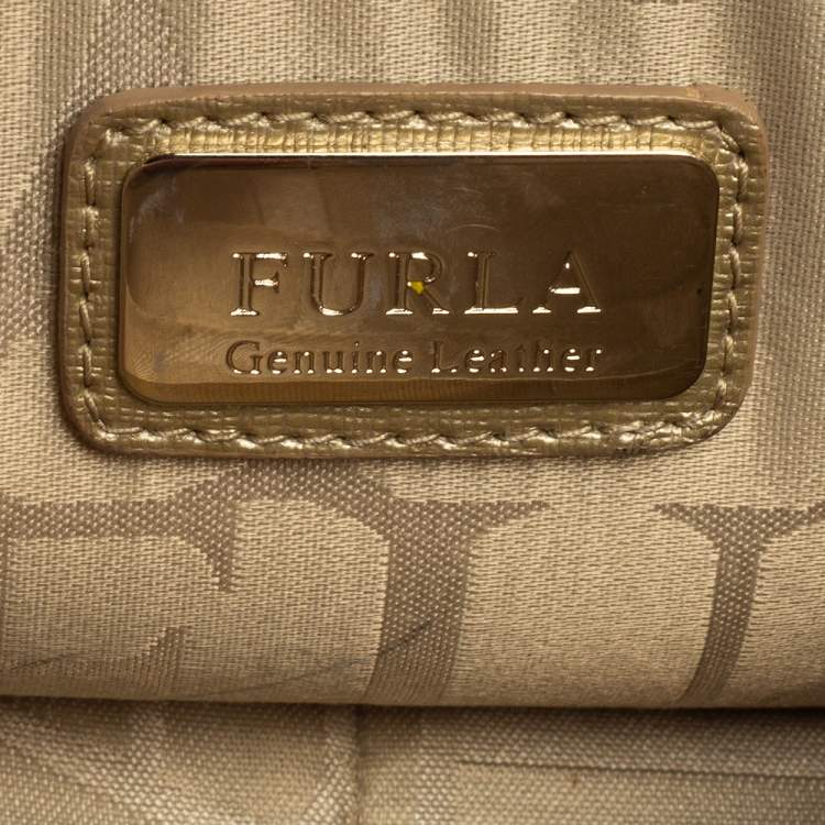 Pre Owned Furla Gold Leather Mini Metropolis Chain Crossbody Bag