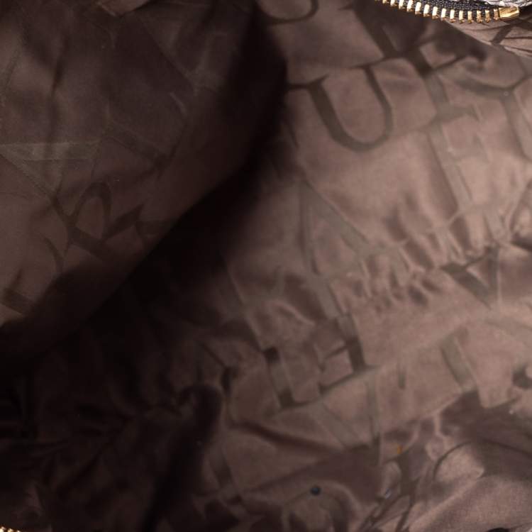 Pre Owned Furla Black/White Python Embossed Leather Piper Satchel