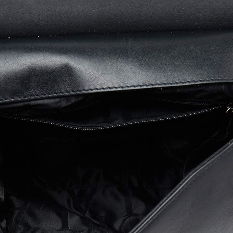 Pre Owned Furla Black/Blue Leather Cortina Top Handle Bag