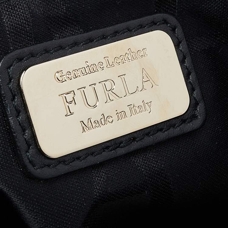 Pre Owned Furla Black/Blue Leather Cortina Top Handle Bag