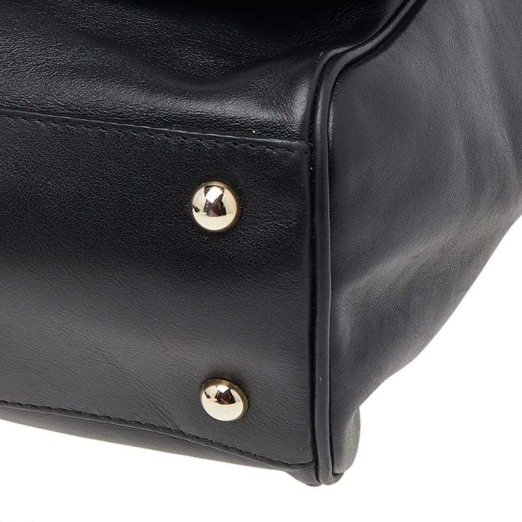 Pre Owned Furla Black/Blue Leather Cortina Top Handle Bag