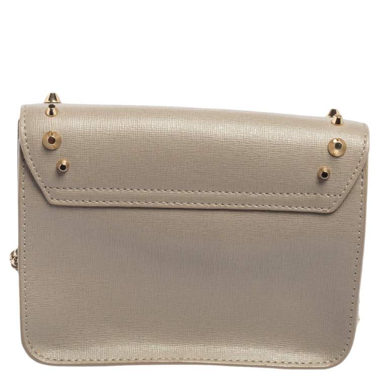 مملوكة مسبقًا Furla Grey Leather Julia Studded Crossbody Bag