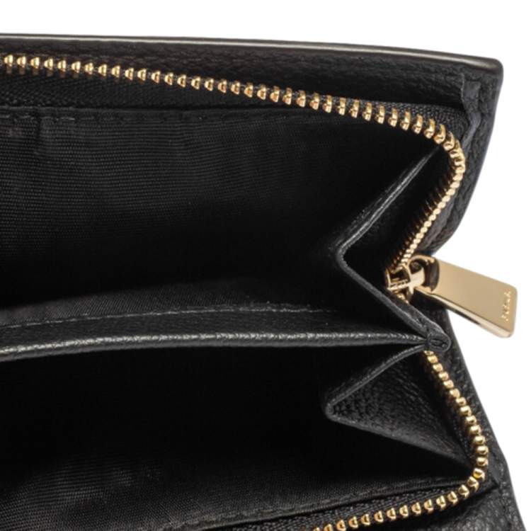 Pre Owned Furla Black Leather Tri Fold Wallet