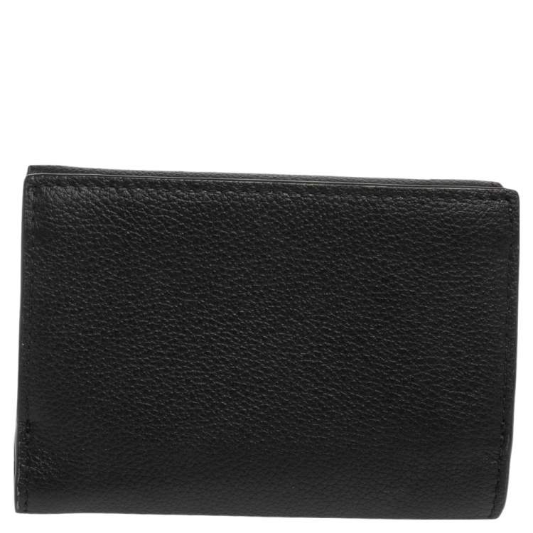 Pre Owned Furla Black Leather Tri Fold Wallet