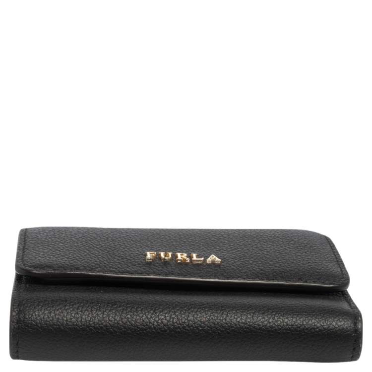 Pre Owned Furla Black Leather Tri Fold Wallet