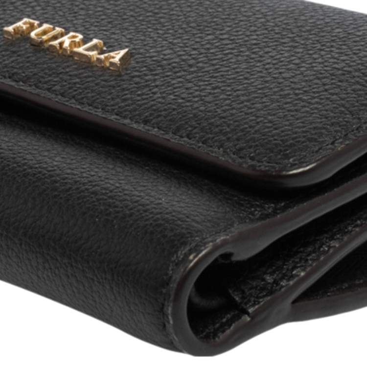 Pre Owned Furla Black Leather Tri Fold Wallet