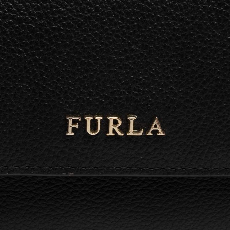 Pre Owned Furla Black Leather Tri Fold Wallet