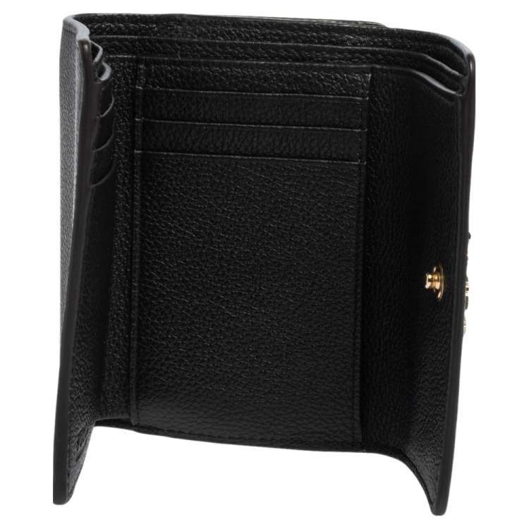 Pre Owned Furla Black Leather Tri Fold Wallet